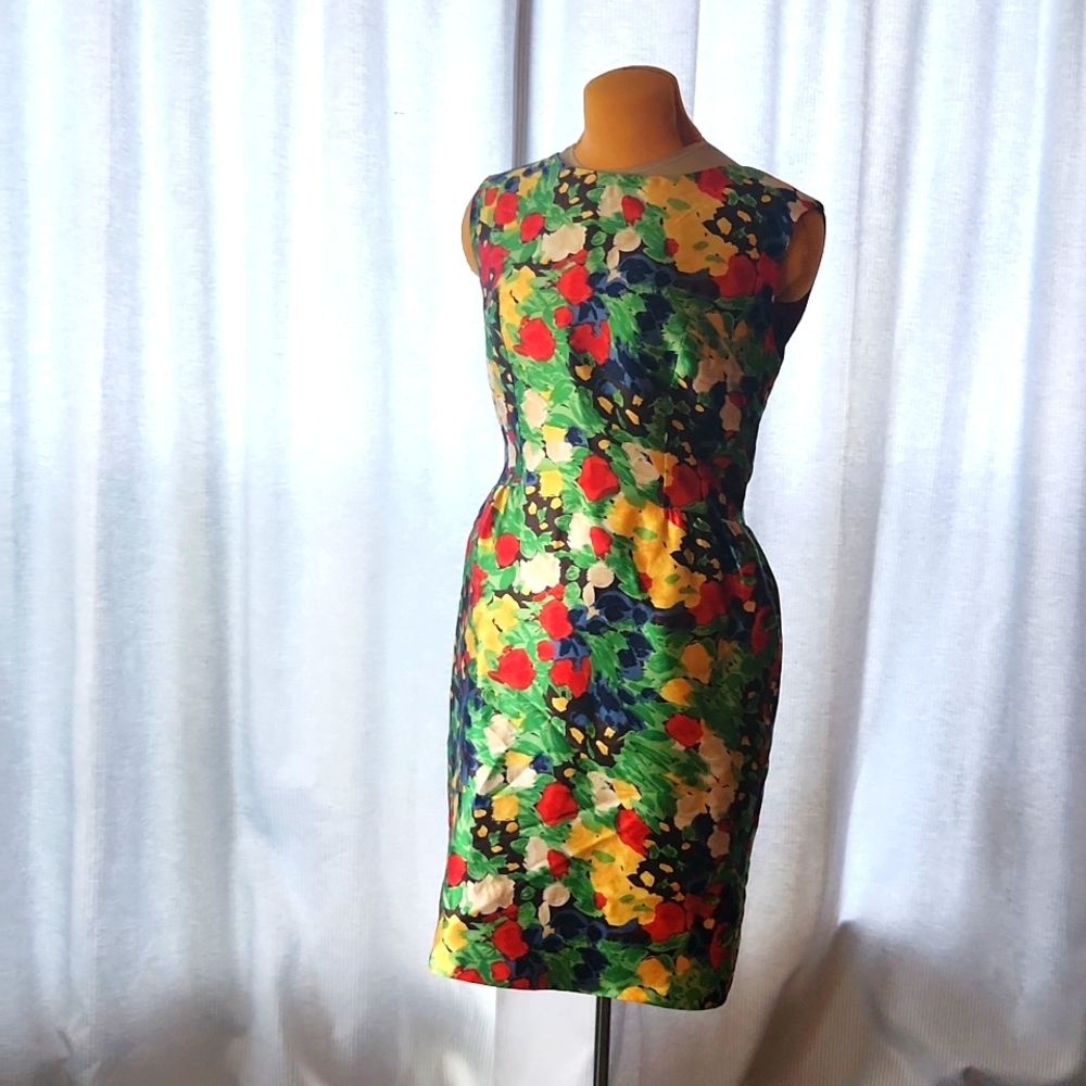 Oscar de La Renta Floral Silk Dress, Sz 8